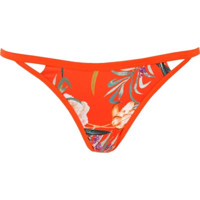 Orange floral bikini bottoms